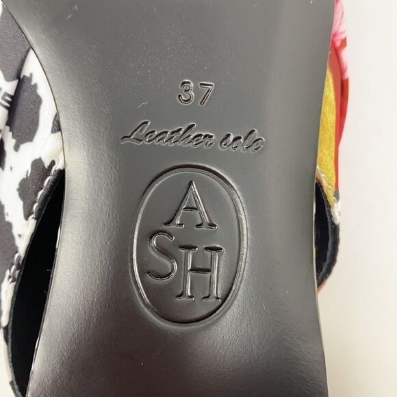 ASH DIVINA Leather & Silk Floral Print Pointed Toe Ballet Flat Slingbacks EU37 - Picture 12 of 12